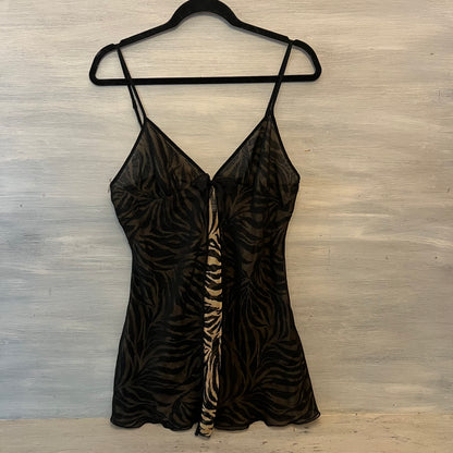 Vintage Kathy Ireland Sheer Overlay Zebra Print Chemise Slip Dress Size Medium Good Condition