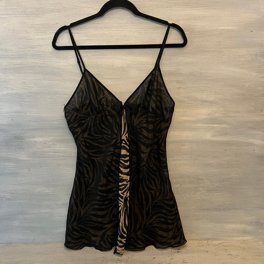 Vintage Kathy Ireland Sheer Overlay Zebra Print Chemise Slip Dress Size Medium Good Condition