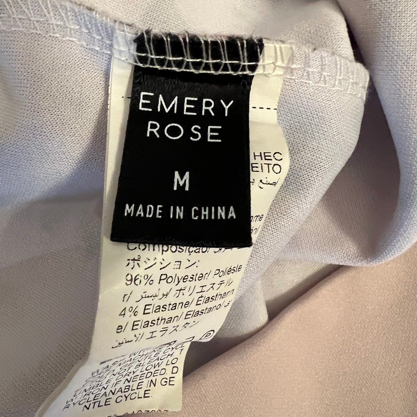 Emery Rose Peach Floral Leaf Print Crew Neck Pullover Sweatshirt Medium Good Condition