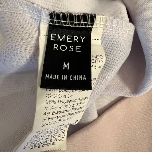 Emery Rose Peach Floral Leaf Print Crew Neck Pullover Sweatshirt Medium Good Condition