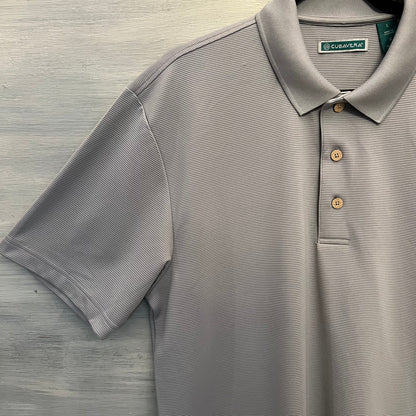 Cubavera Gray Ribbed Knit Short Sleeve Polo Shirt Size Large Good Condition