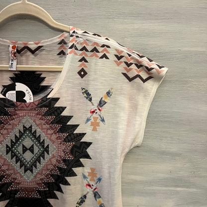 Big Bang USA Bedazzled Southwestern Geometric Aztec Print Knit Blouse Size Small New with Tags
