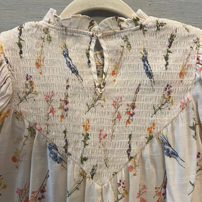 Rose & Olive Flowy Floral Print Ruffle Collar Blouse Size Small Like New