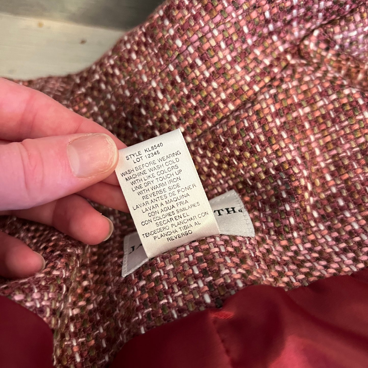 Vintage Jaclyn Smith Pink Multicolor Faux Tweed Blazer Coat Jacket Size 8 Good Condition
