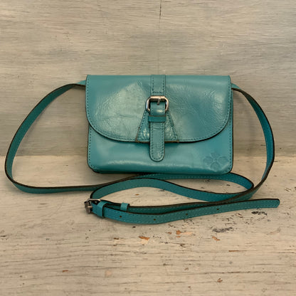 Patricia Nash Torri Aqua Leather Crossbody Bag Clutch Purse Good Condition