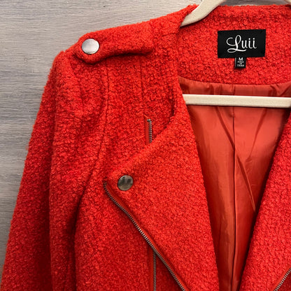 Luii Orange Wool Motorcycle Style Jacket Medium New with Tag