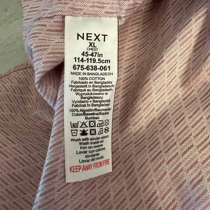NEXT 100% Cottan Mauve Print Short Sleeve Button Down Shirt XL Good Condition