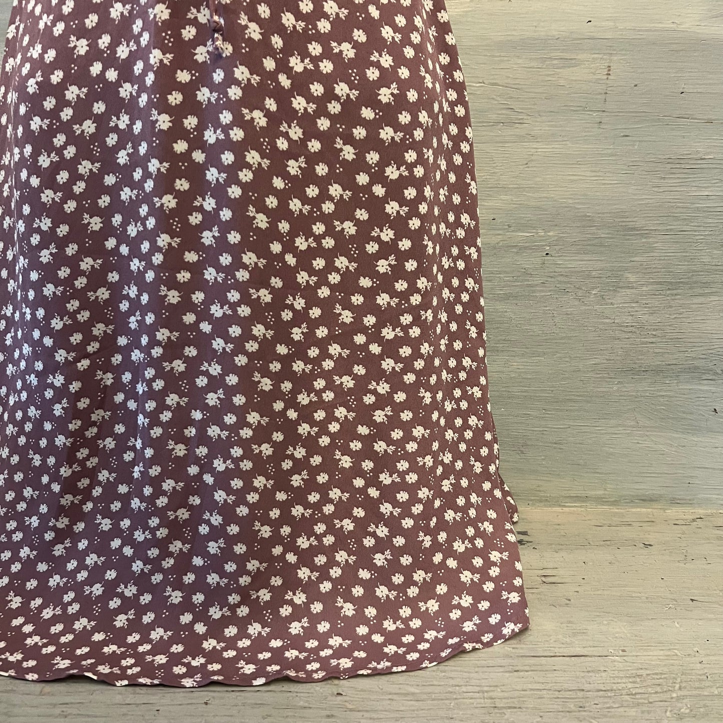 Monteau Mauve White Floral Print Above Knee Mini Dress Size Small Good Condition