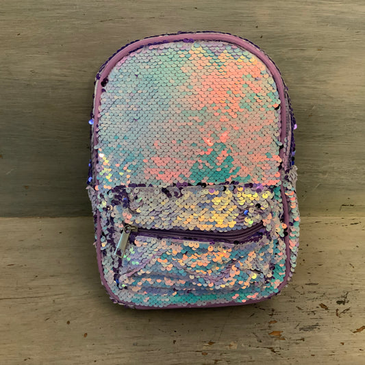 Wonder Nation Purple Reversible Sequin Backpack Purse 8x10.5x3 Like New