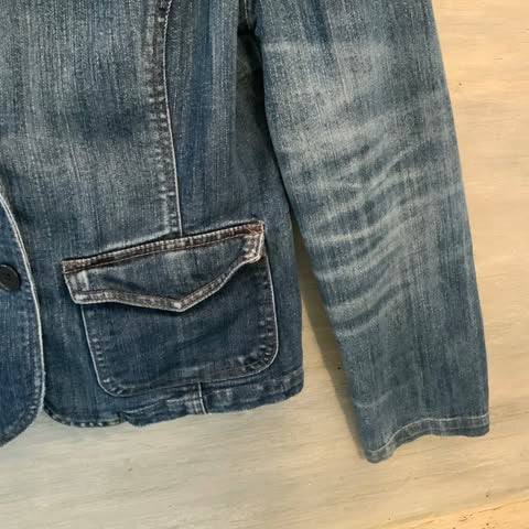 Highway Jeans Distressed Blue Jean Blazer Jacket Size Medium Good Condition