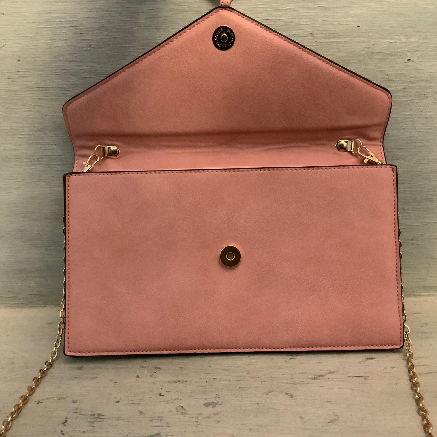 Blush Pink Faux Leather Crossbody Bag Purse Good Condition
