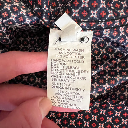 SilverStone Collection Geometric Floral Motif Print Button Down Dress Shirt 3X Like New