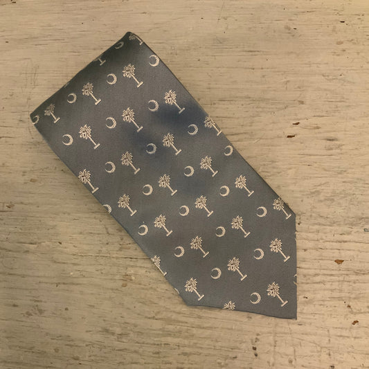 Ties by gramling Blue/White South Carolina Palmetto Moon Print XL Necktie 63" Good Condition