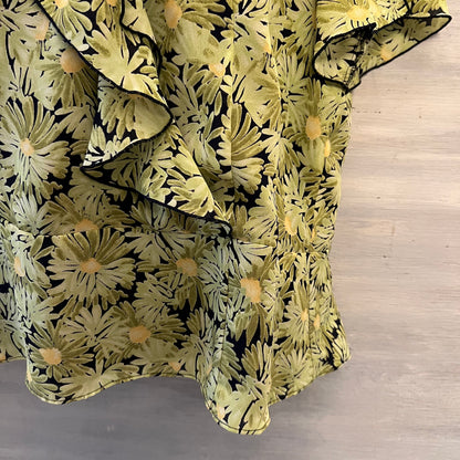 Vintage Norton McNaughton 2 Piece Daisy Print Blouse & Skirt Size 12 Good Condition