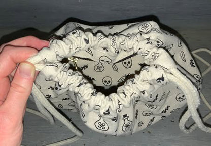 Skull Crossbones Poison Bottle Print Canvas Drawstring Backpack Good Condition