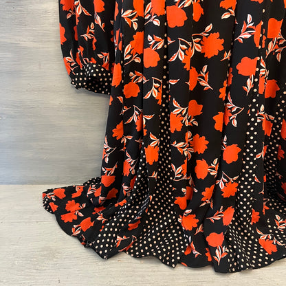 Ann Taylor Floral Polka Dot Print Pleated Flare Skirt Dress Size 8 Good Condition