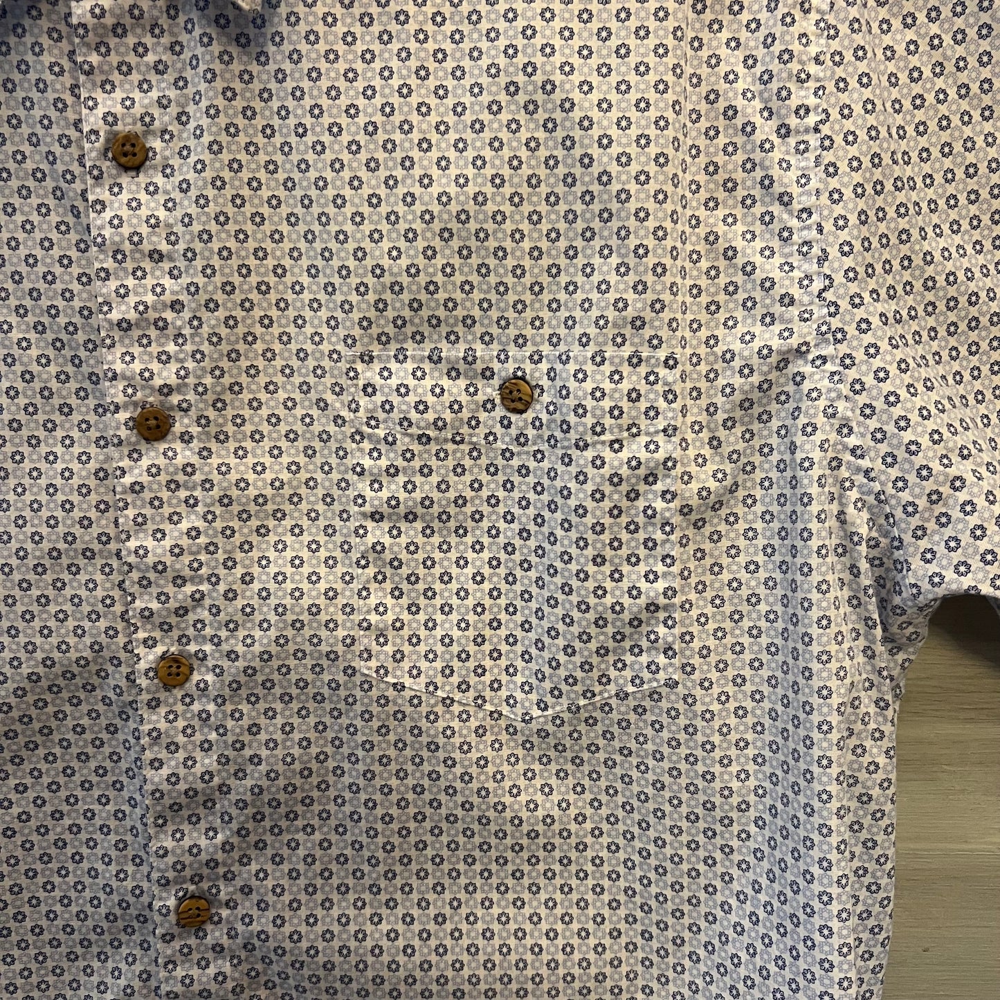 Moda Campia Moda Navy Pale Blue Dot Print Button Down Short Sleeve Shirt XL Like New