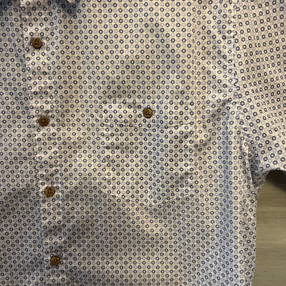 Moda Campia Moda Navy Pale Blue Dot Print Button Down Short Sleeve Shirt XL Like New