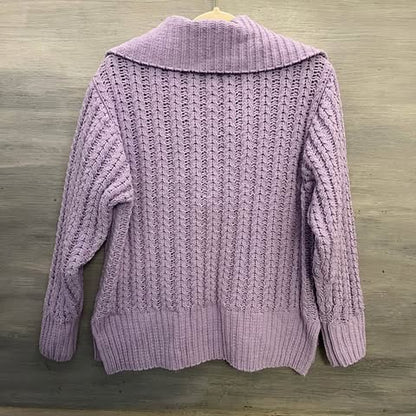 Aerie Lilac Purple Oversized Velour Cable Knit Pullover Size S/P Good Condition