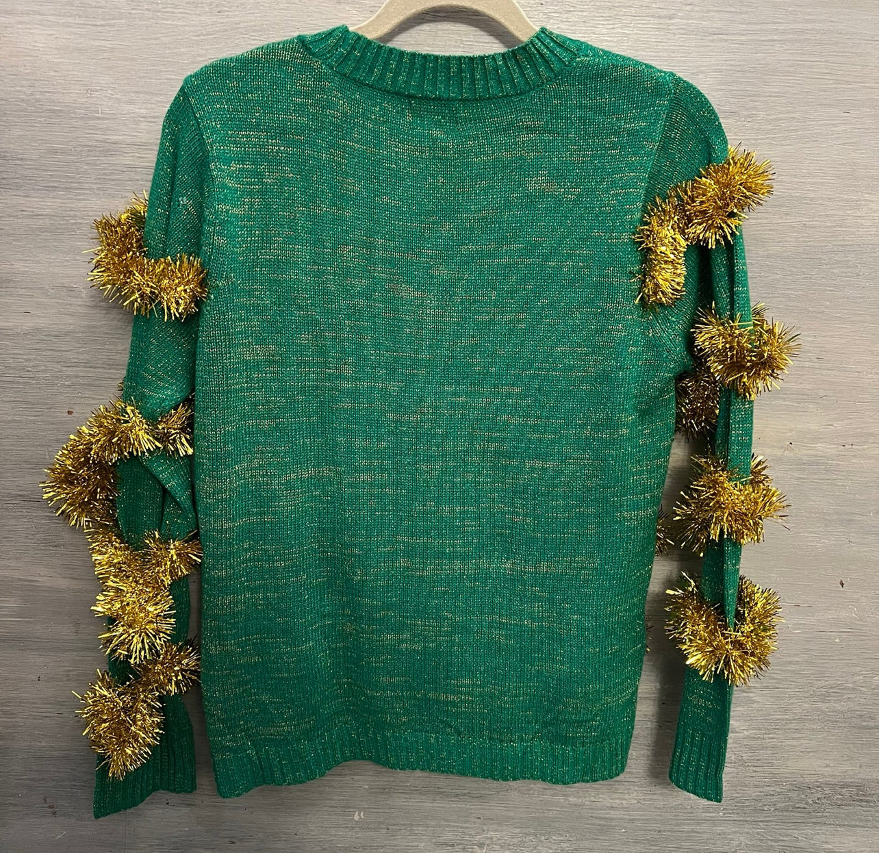 Joyland Green Gold Garland Red Bulb Holiday Christmas Crewneck Sweater Medium Like New