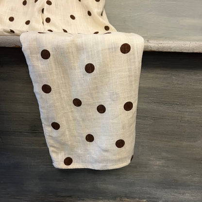 Monteau Los Angeles Cream Brown Polka Dot Vneck Jumpsuit Size Medium New with Tags