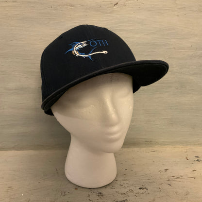 New Era On the Hook Fishwear 9Fifty Navy Embroidered Fish Snapback Ballcap One Size Fits Most Good Condition