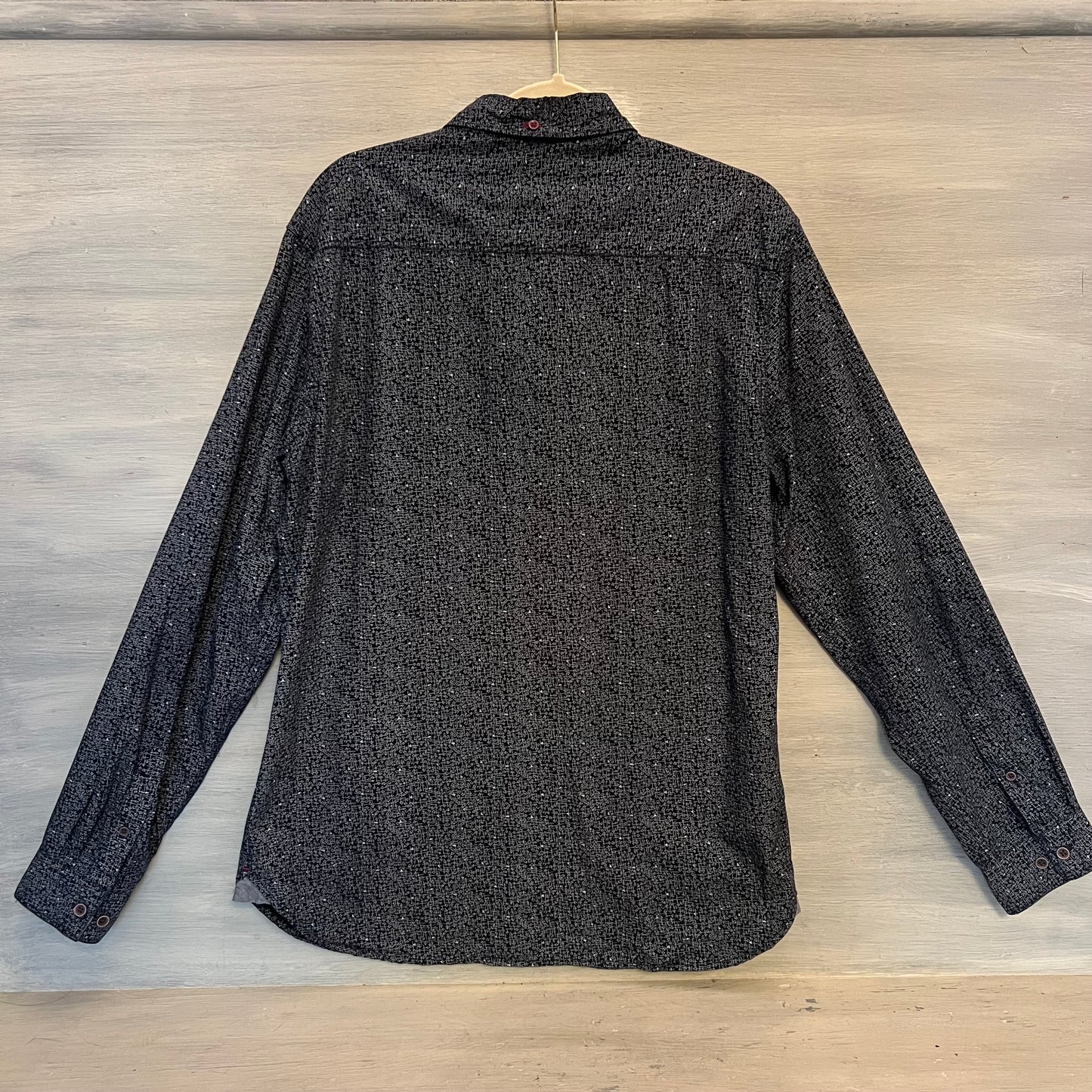 MBX Denim Wear Slim Fit Navy Blue Abstract Print Button Down Shirt XL Good Condition