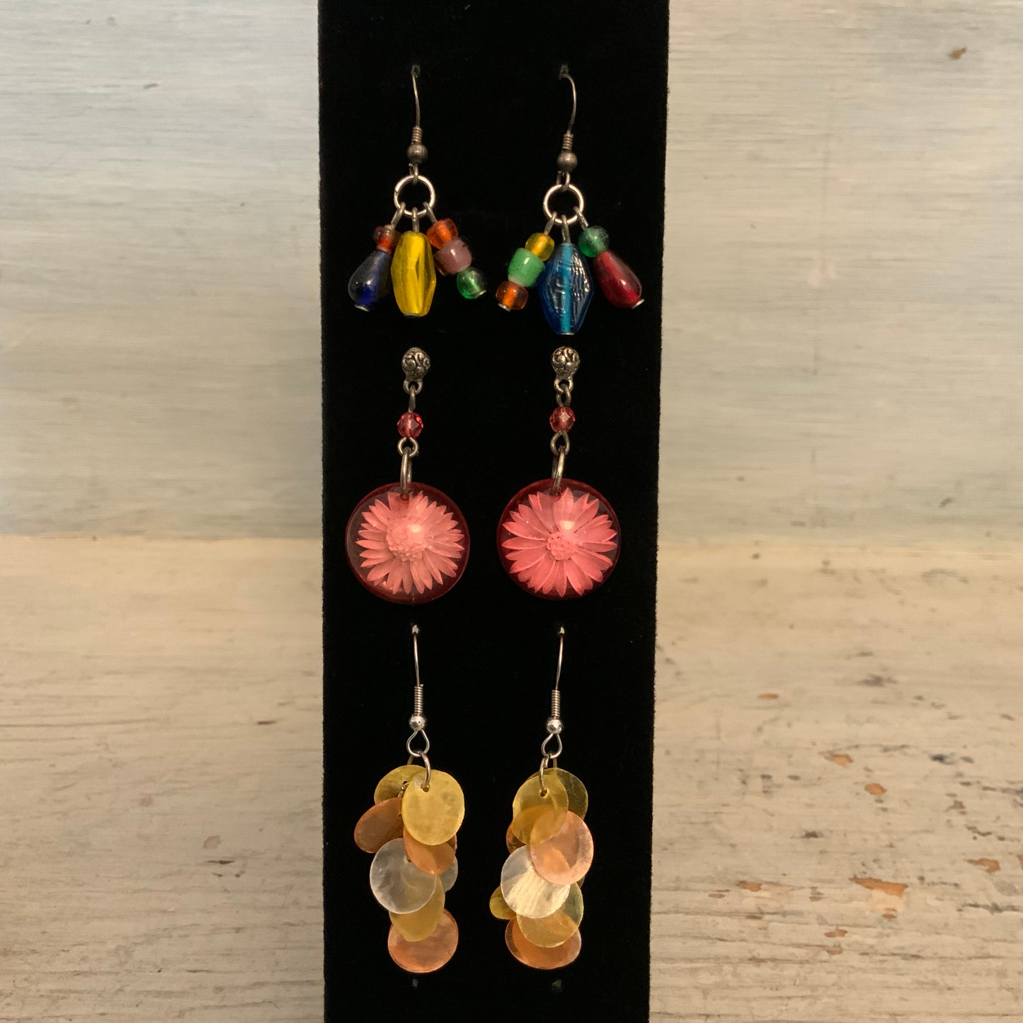 Set of Three Colorful Fun Dangling Earrings Good Condition