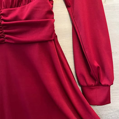 LIUMILAC Red V Neck Fit and Flare Dress Small Like New