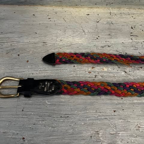 Multicolor Genuine Leather Braided Belt Good Condition