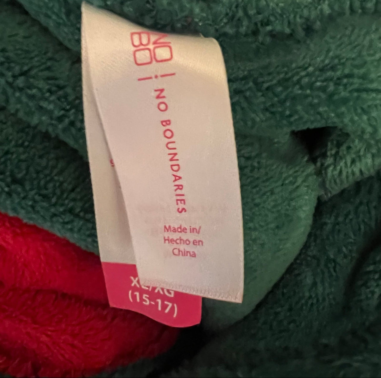 No Boundaries Christmas Elf Fleece Hoodie Pullover XL(15-17) Good Condition