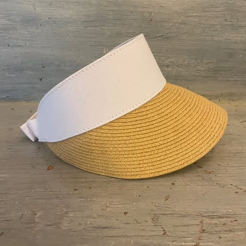 Sun n’ Sand Headwear Straw White Canvas Visor Sunhat New without Tags