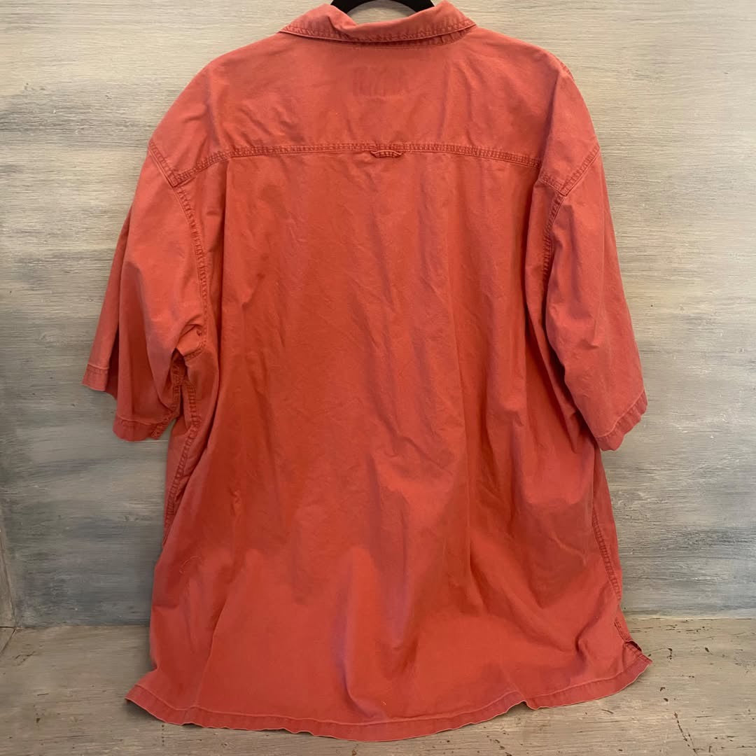 Redhead Button Down Shirt Short Sleeve Coral Red 3XL Good Condition