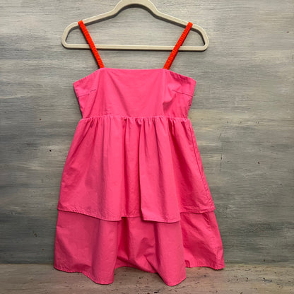 Impressions 100% Cotton Hot Pink Dual Ruffle Open Back Babydoll Size Small Like New