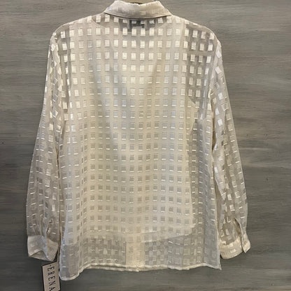 ERENA 2 Piece Sheer Cream Gold Square Pattern Button Down Blouse Medium New with Tags