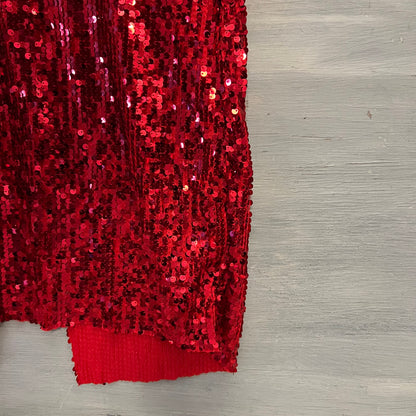 Balera Dance Wear Red Sequined Open Razor Back Tank Top Large Good Condition