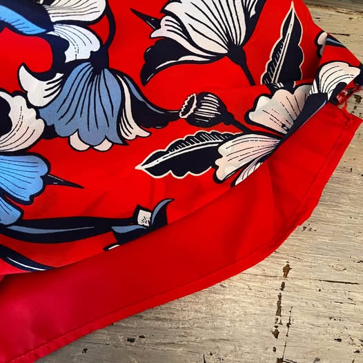 J. Crew Red Blue Floral Print Scoop Neck Tunic Dress Size 8 Like New