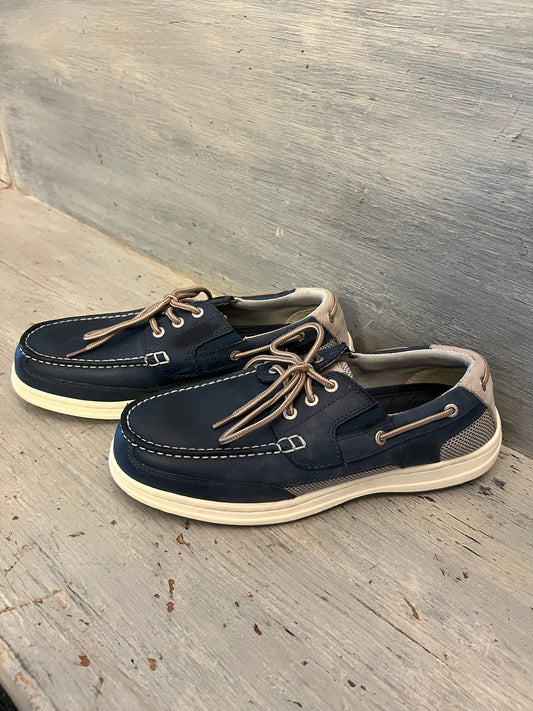 Dockers Men’s Beacon Genuine Leather Navy Blue Lace Up Loafer Boat Shoes 9.5 Like New