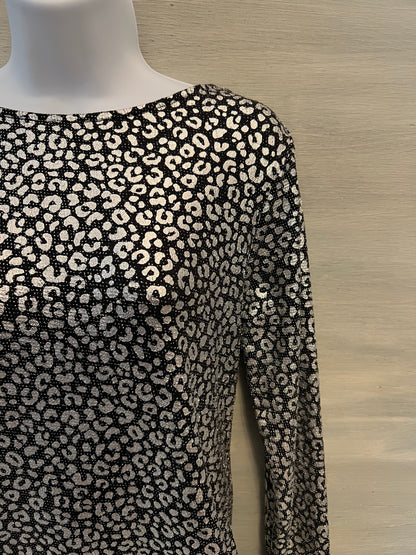Michael Michael Kors Black Metallic Silver Leopard Print Mini Dress Size 10 New with Tags