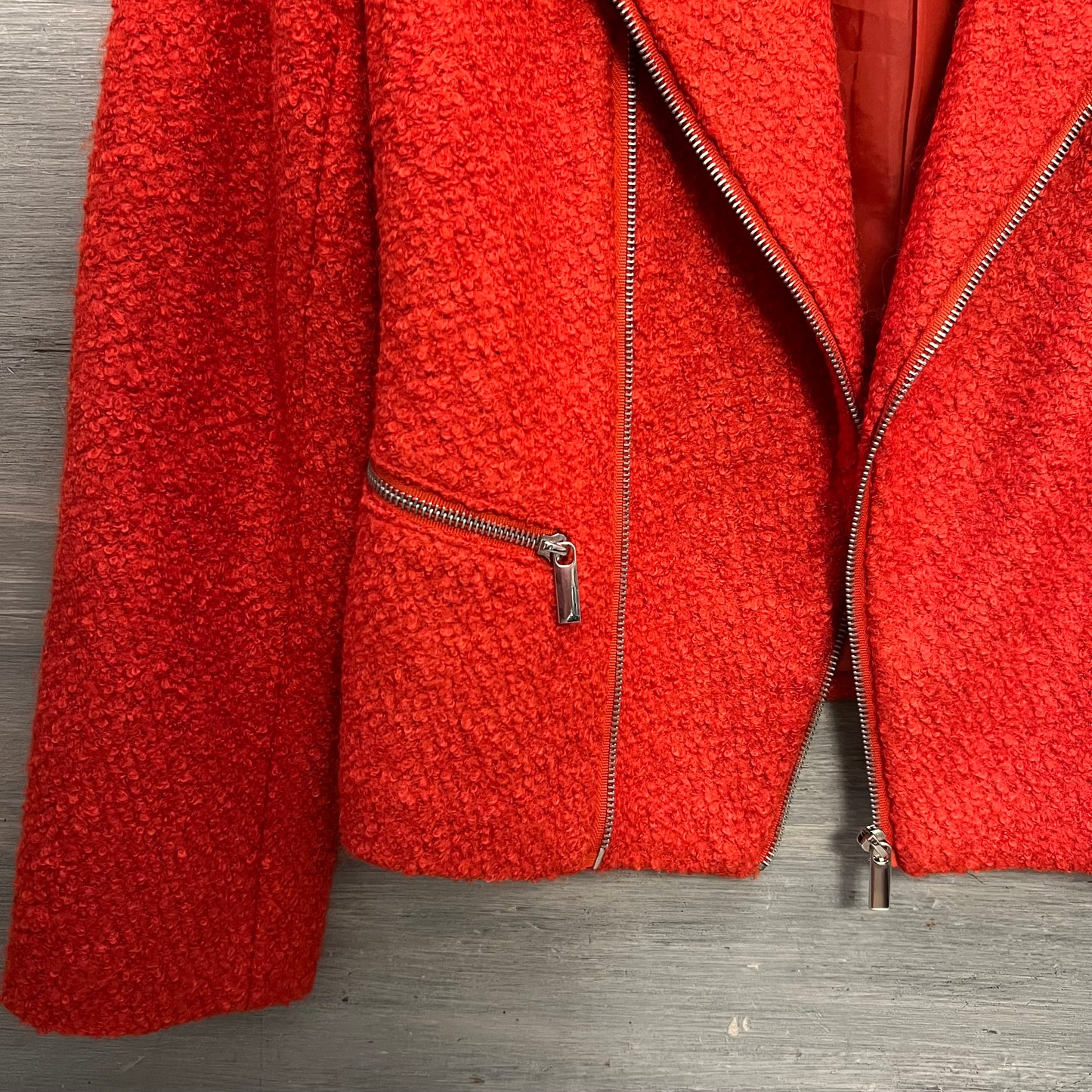 Luii Orange Wool Motorcycle Style Jacket Medium New with Tag