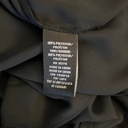 Zac & Rachel Black Keyhole Tie Front CrissCross Open 3/4 Sleeve Blouse Size Medium Good Condition
