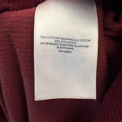 Lands’ End Burgundy Soft Corduroy Zip Neck Pullover Shirt Medium Good Condition