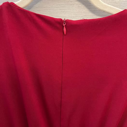 LIUMILAC Red V Neck Fit and Flare Dress Small Like New