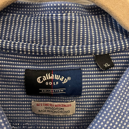 Callaway Golf 100% Cotton Dot Print High Low Polo Shirt Size XL Good Condition