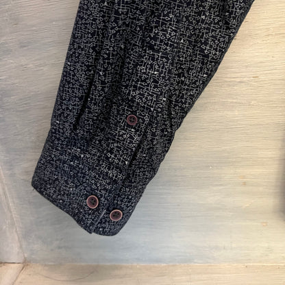 MBX Denim Wear Slim Fit Navy Blue Abstract Print Button Down Shirt XL Good Condition