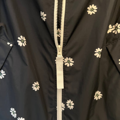 Free Assembly Black w/ White Daisies Hooded Windbreaker Rain Jacket Size XS Good Condition
