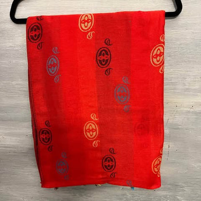 Red Multicolor Paisley Print Wrap Scarf Good Condition