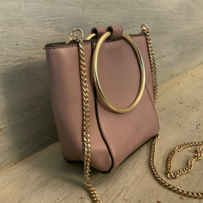 Co-Lab Mauve Dusty Rose Faux Leather Mini Crossbody Handbag Purse Good Condition