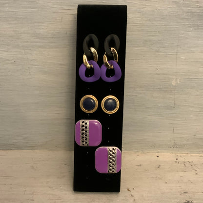 Vintage Set of 3 Fashion Statement Earrings Good Condition