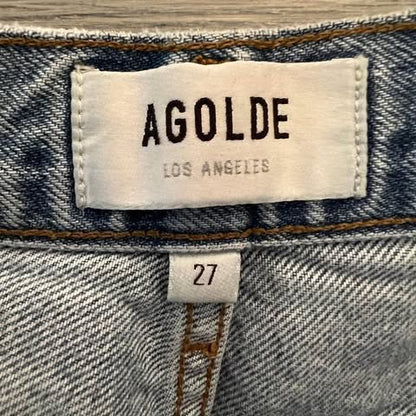AGOLDE Los Angeles 100% Organic Cotton High Rise Button Fly Light Wash Jeans Size 30x22 Good Condition
